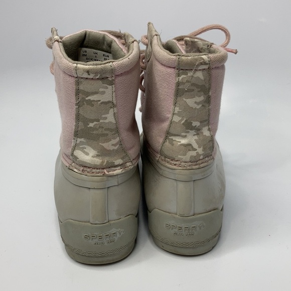 Sperry lace up Duck Boots pink silver gray size 2 youth - Picture 5 of 10